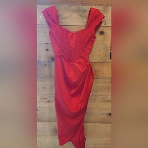 House Of CB Red Draped Midi Dress - Women's